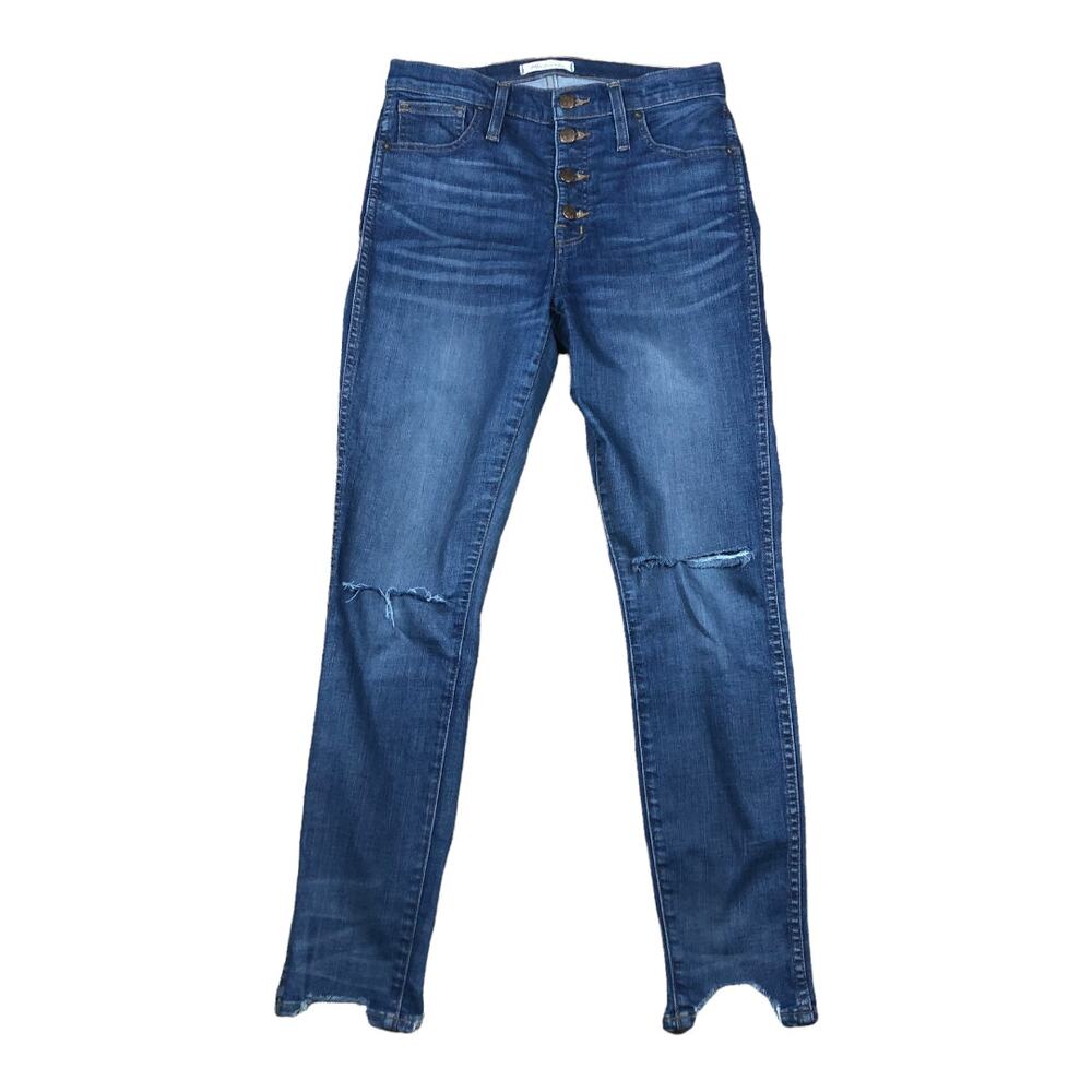 MADEWELL 10" High Rise Skinny Jeans Button Fly Size 27 Frayed Hems
